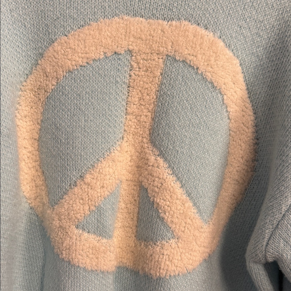 POL Light Blue Peace Sign Sweater - Picture 3 of 6